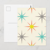 Retro Starburst Mid-Century Pattern Postkarte (Vorne/Hinten)