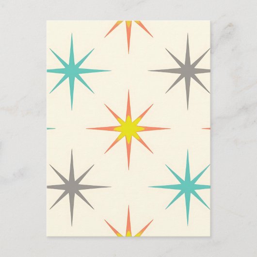 Retro Starburst Mid-Century Pattern Postkarte (Vorderseite)