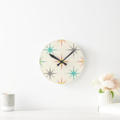 Retro Starburst Mid-Century Pattern Runde Wanduhr (Zuhause)