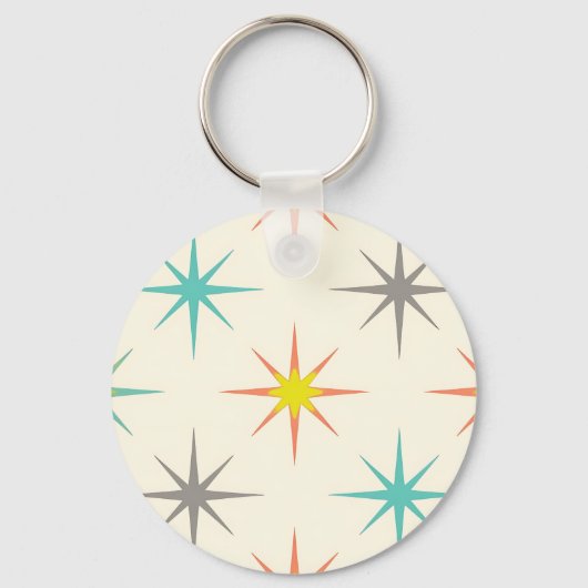 Retro Starburst Mid-Century Pattern Schlüsselanhänger (Vorderseite)