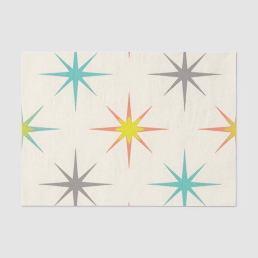 Retro Starburst Muster der Mitte des Jahrhunderts Seidenpapier (Vorderseite)