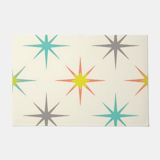 Retro Starburst-Muster im Stil der Mitte des 20. J Fußmatte (Vorderseite)