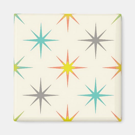 Retro Starburst-Muster im Stil der Mitte des 20. J Magnet (Vorne)