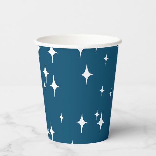 Retro Stardust Sternexplosion Stars Neujahr Pappbecher (Rückseite)
