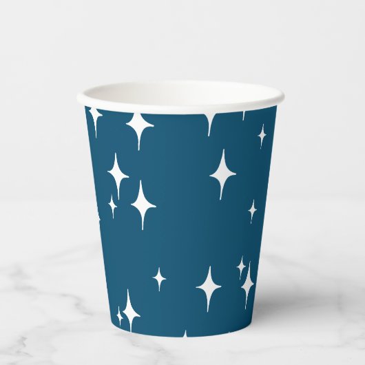 Retro Stardust Sternexplosion Stars Neujahr Pappbecher (Vorderseite)