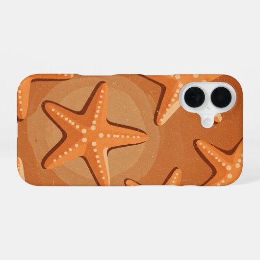 Retro Starfish Pattern iPhone 16 Hülle (Rückseite (Horizontal))