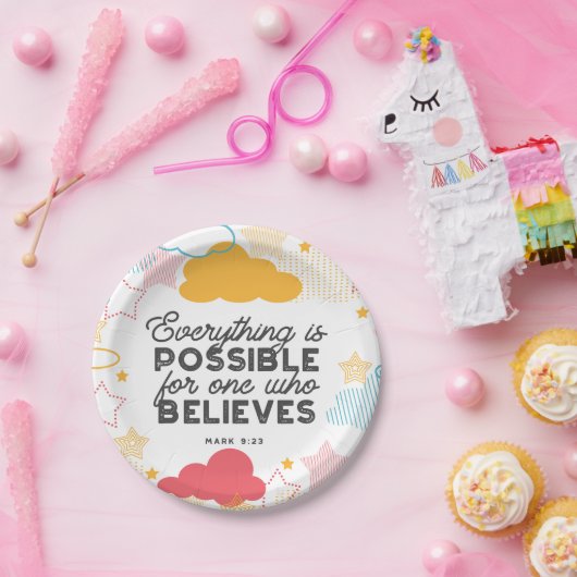 Retro Starry Sky Art Muster mit Bible Verse Pappteller (Party)