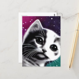 Retro Starry Sky Kitten Postkarte