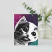 Retro Starry Sky Kitten Postkarte (Stehend Vorderseite)