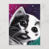 Retro Starry Sky Kitten Postkarte (Vorderseite)
