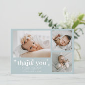 Retro Stars Boy Blue Birth Announccard Ankündigung (Stehend Vorderseite)