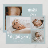 Retro Stars Boy Blue Birth Announccard Ankündigung (Vorne/Hinten)