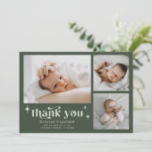 Retro Stars Boy Forest Green Geburtserklärung Ankündigung (Stehend Vorderseite)