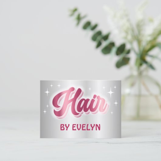 Retro Stars Drehbuch Imitate Silberfolie Visitenkarte (Stehend Vorderseite)