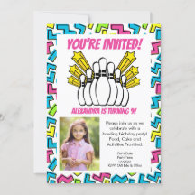 Retro Stars Girls Foto Bowling Party Geburtstag