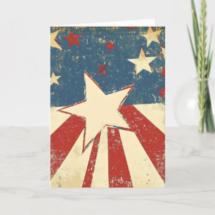 Retro Stars mit amerikanischer Flagge Feiertagskarte