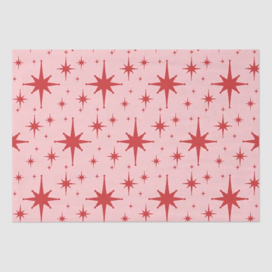 Retro Stars Mitte Jahrhundert Modernes Atomrosa & Seidenpapier (Vorderseite)