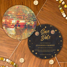 Retro Stars Schwarz Gold Glitter Disco-Kugel Hochz