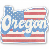 Retro Stars & Streifen Oregon Silhouette Decal Aufkleber (Vorderseite)
