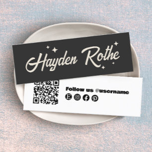 Retro Stars Typografie Black Mini Visitenkarte