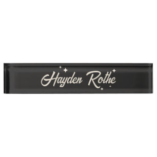 Retro Stars Typografie Black Namensplakette