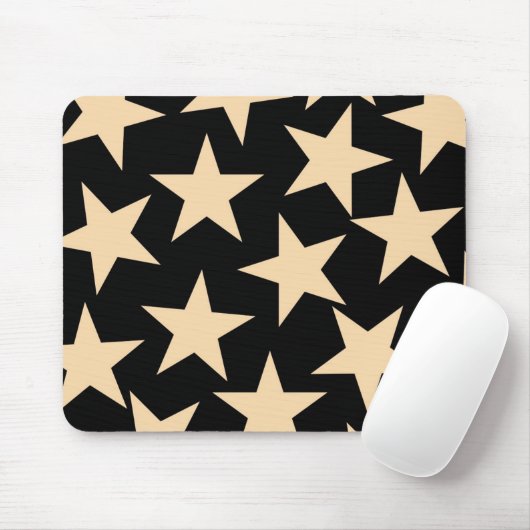 Retro Stars Y2K Pattern with Black Background Mousepad (Mit Mouse)