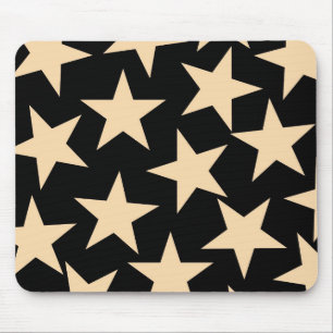 Retro Stars Y2K Pattern with Black Background Mousepad