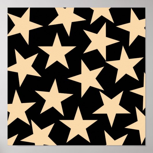 Retro Stars Y2K Pattern with Black Background Poster (Vorne)