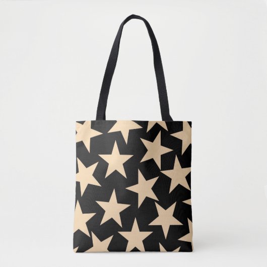 Retro Stars Y2K Pattern with Black Background Tasche (Vorderseite)