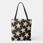 Retro Stars Y2K Pattern with Black Background Tasche (Rückseite)