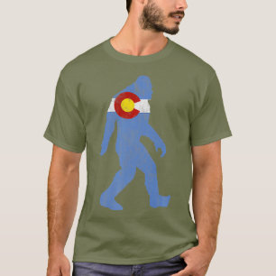 Retro State Flag Colorado Bigfoot Silhouette T-Shirt