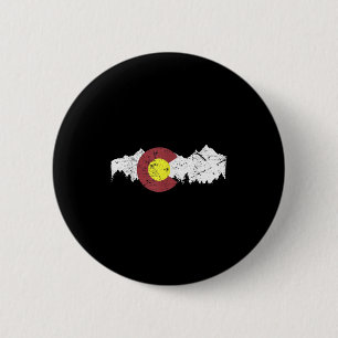 Retro State Flag Colorado Rocky Berge Skifahren Button