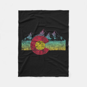 Retro State Flag Colorado Rocky Berge Skifahren Fleecedecke