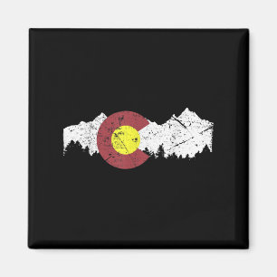 Retro State Flag Colorado Rocky Berge Skifahren Magnet