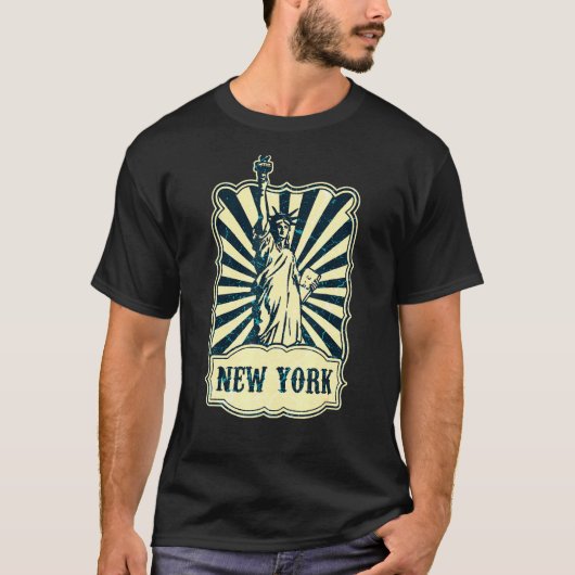 Retro Statue of Liberty New York City Amerika T-Shirt (Vorderseite)