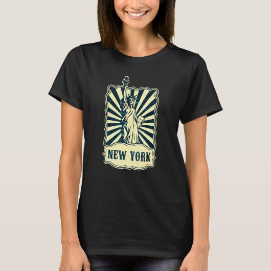 Retro Statue of Liberty New York City Amerika T-Shirt (Vorderseite)