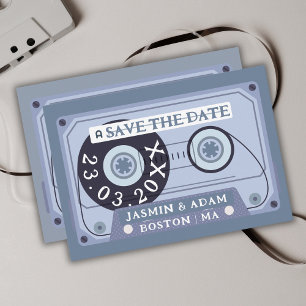 Retro staubblaues Kassetteband - Rettet das Datum Save The Date