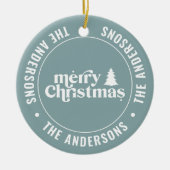 Retro staubige blaue Weihnachten Moderne Minimal e Keramik Ornament (Vorne)