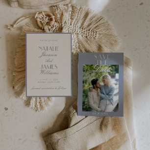 Retro Staubiges Blau Altes Geld Klassisches Foto H Save The Date