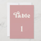 Retro-Staubrose Hochzeitstisch Nummer Einladung (Vorderseite)