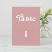 Retro-Staubrose Hochzeitstisch Nummer Einladung (Stehend Vorderseite)