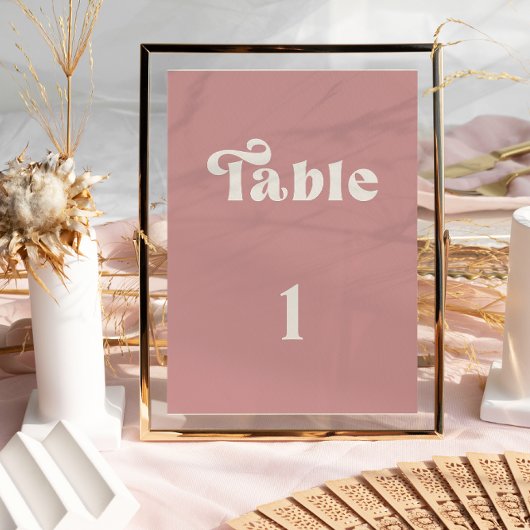 Retro-Staubrose Hochzeitstisch Nummer Einladung