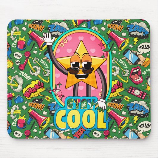 Retro Stay Cool Star Pop Art Mauspad (Vorne)