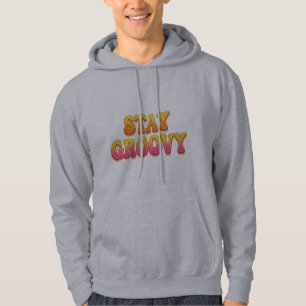 Retro Stay Groovy 70er Jahre Bubble-Typografie-Gra Hoodie