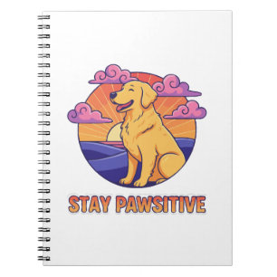 Retro Stay Pawsitive Golden Retriever Sonnenunterg Notizblock