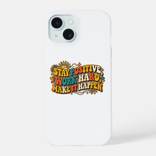 Retro Stay Positive iPhone-Hülle iPhone 15 Hülle (Rückseite)
