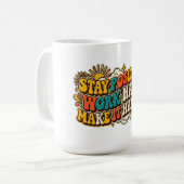 Retro Stay Positive Kaffeetasse (Vorderseite Links)