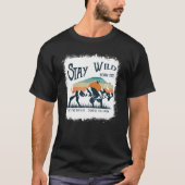 Retro Stay Wild Roam Western Buffalo Bison Mountai T-Shirt (Vorderseite)