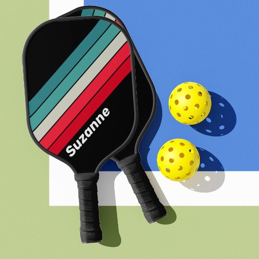 Retro Stealth Rainbow mit Namen Pickleball Schläger