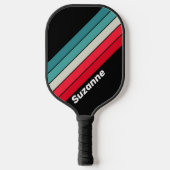 Retro Stealth Rainbow mit Namen Pickleball Schläger (Vorderseite)